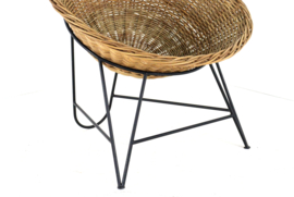Wicker mand fauteuil in de stijl van Matthieu Matégot | 2 stuks op voorraad