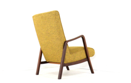 Knicos fauteuil  in teak met Gele stoffering | 2 stuks beschikbaar