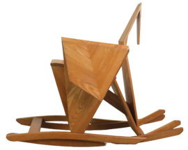 Sculpturale schommelstoel origami vogel