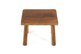 Brutalist oak bijzettafeltje / krukje