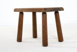Brutalist oak bijzettafeltje / krukje