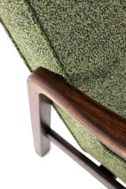 Knicos fauteuil  in Wengé met Groene stoffering | 2 stuks beschikbaar