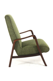 Knicos fauteuil  in Wengé met Groene stoffering | 2 stuks beschikbaar