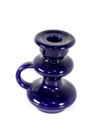 Donkerblauwe keramieken kandelaar