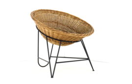 Wicker mand fauteuil in de stijl van Matthieu Matégot | 2 stuks op voorraad