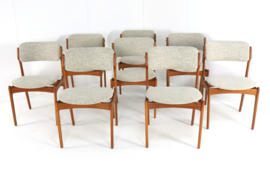 Set van 8 Erik Buch eetkamerstoelen 'Bur'