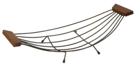 Metalen fruitschaal / mand met teak