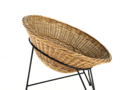 Wicker mand fauteuil in de stijl van Matthieu Matégot | 2 stuks op voorraad