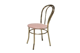 Messing stoel met roze velvet zitting (meerdere aanwezig)