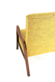 Knicos fauteuil  in teak met Gele stoffering | 2 stuks beschikbaar