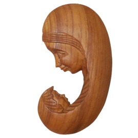 Houten wanddeco 'Maria met kind'