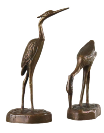 Set van 2 bronzen vogels