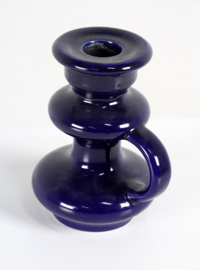 Donkerblauwe keramieken kandelaar