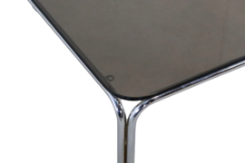 Chromen salontafel met rookglas