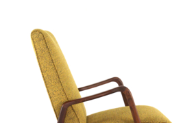 Knicos fauteuil  in teak met Gele stoffering | 2 stuks beschikbaar