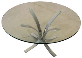 Chromen salontafel met glazen blad 'Jessen'