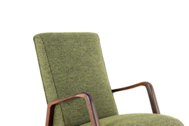 Knicos fauteuil  in Wengé met Groene stoffering | 2 stuks beschikbaar