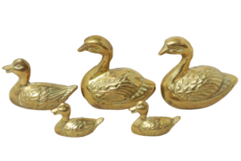 Set van 5 kleine messing eendjes