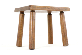 Brutalist oak bijzettafeltje / krukje