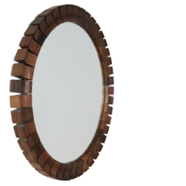 Houten ronde spiegel