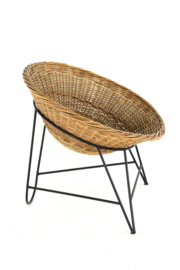 Wicker mand fauteuil in de stijl van Matthieu Matégot | 2 stuks op voorraad