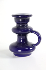 Donkerblauwe keramieken kandelaar