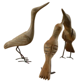 Set van drie houten vogeltjes