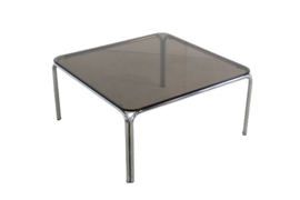 Chromen salontafel met rookglas