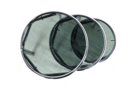 Italiaanse ronde chromen nesting tables met rookglas