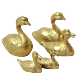 Set van 5 kleine messing eendjes