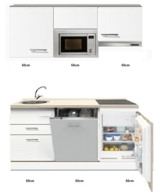 Wonderlijk kitchenette 180cm incl vaatwasser,combi magnetron kookplaat en ZX-06