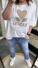PS T-SHIRT 'AMOUR' | DONKER BEIGE