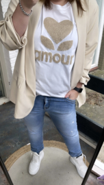 PS T-SHIRT 'AMOUR' | DONKER BEIGE