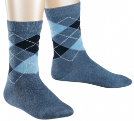 Classic Argyle - Denim - Falke fantasiekousen, maat 19-22