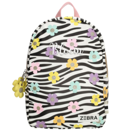 ZEBRA rugzak met naam | Zebra print met bloemen