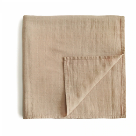 Hydrofiele doek met naam - Pale Taupe - 120 x 120 cm | Mushie