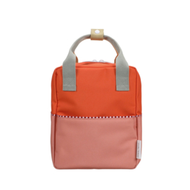 Sticky Lemon rugzak met naam | colourblocking | lifebuoy orange + coral pink
