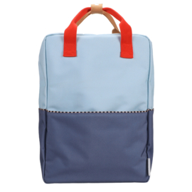 Sticky Lemon rugzak met naam - Large | colourblocking | zissou blue + blue whale