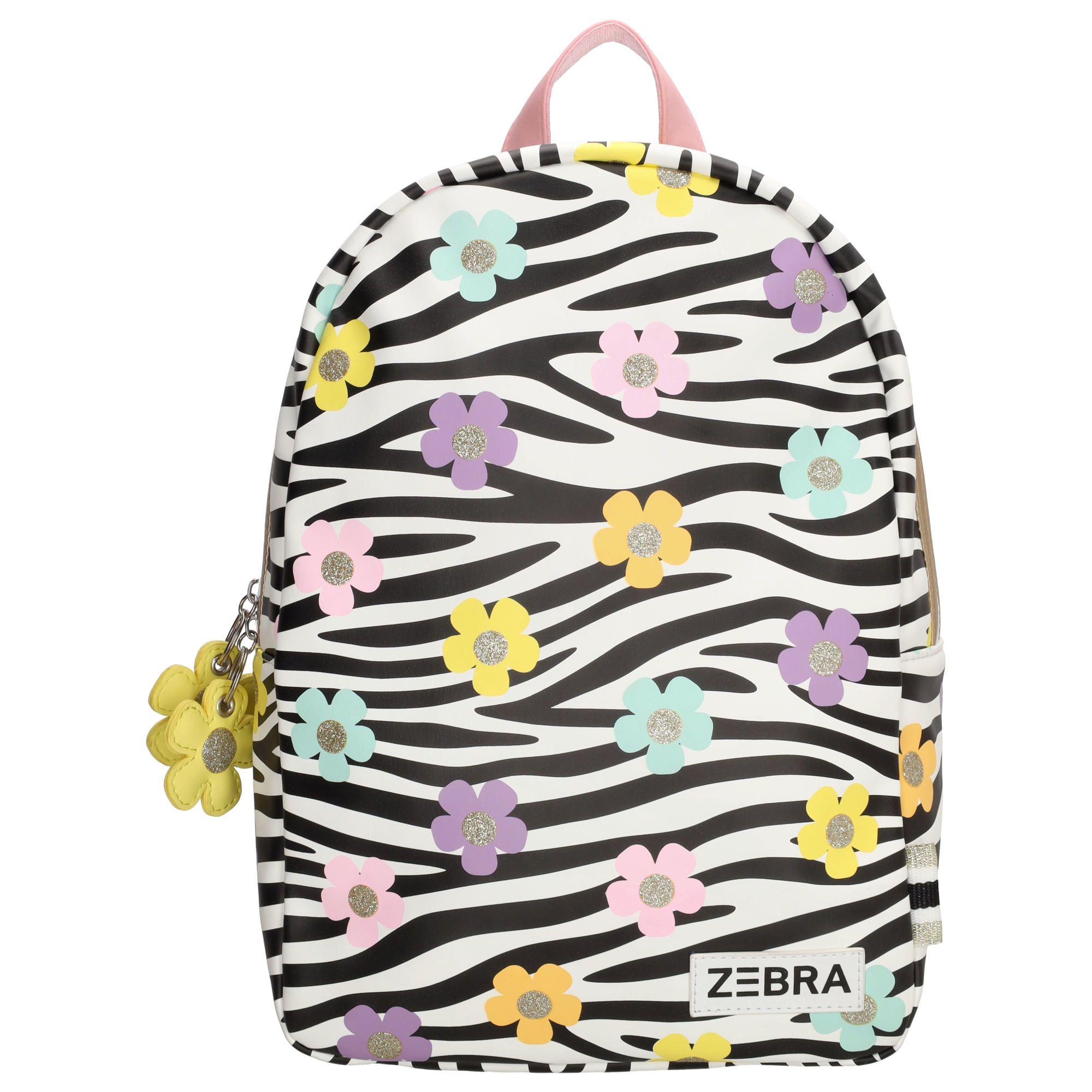 ZEBRA rugzak met naam | Zebra print met bloemen
