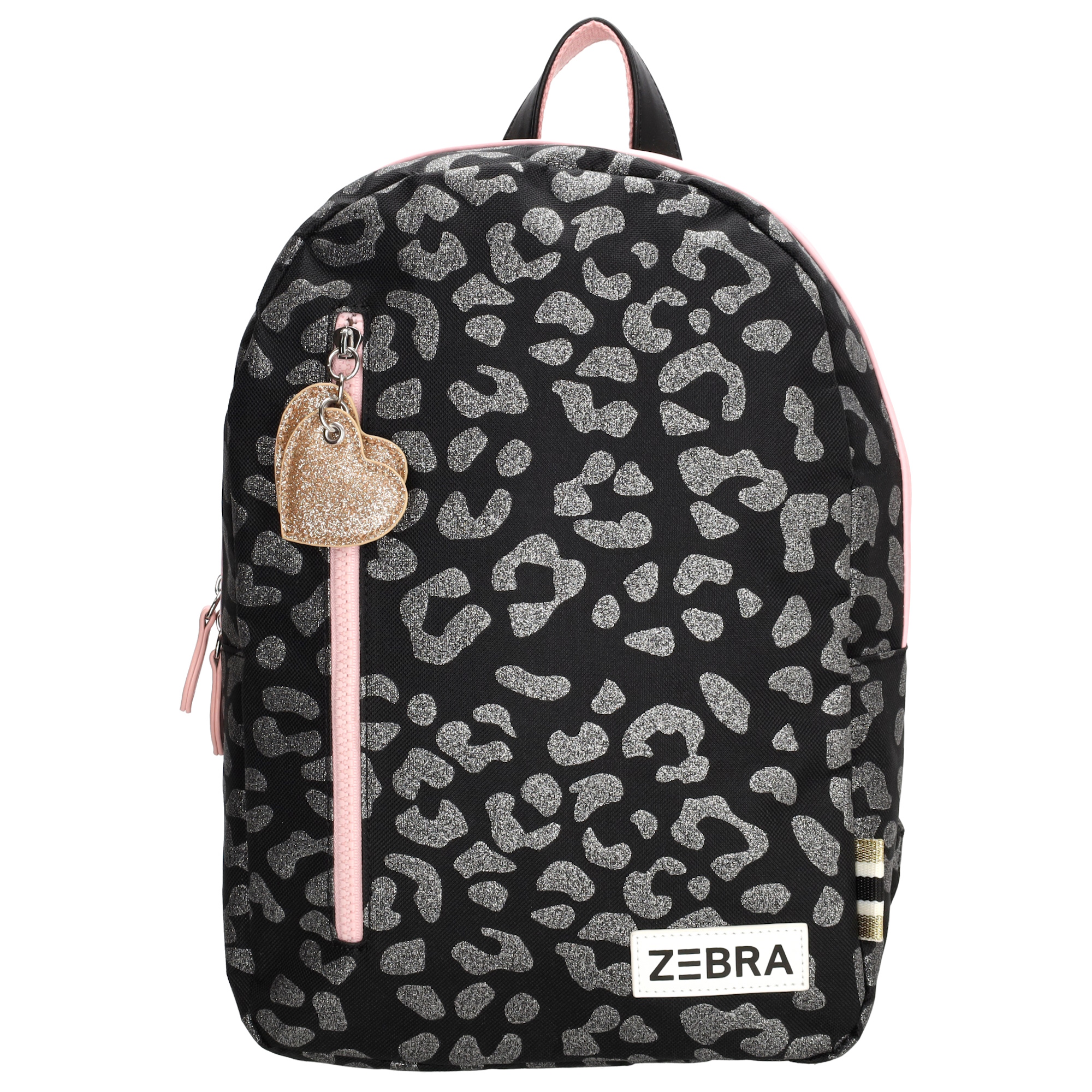 ZEBRA rugzak met naam | Girls - Panterprint zwart/zilver