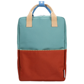 Sticky Lemon rugzak met naam - Large | colourblocking | aquatic green + shipwreck rust