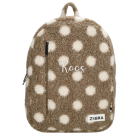 ZEBRA rugzak met naam | Taupe met witte stippen