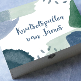 Knutseldoos met naam | blauwgroen