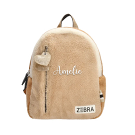 Teddy rugzak met naam | ZEBRA teddy rugzak - beige - klein