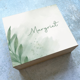 Gepersonaliseerde houten theedoos - watercolor leaves