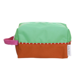 Toilettas met naam | Sticky Lemon |  better together | colourblocking | towel green + gravel orange