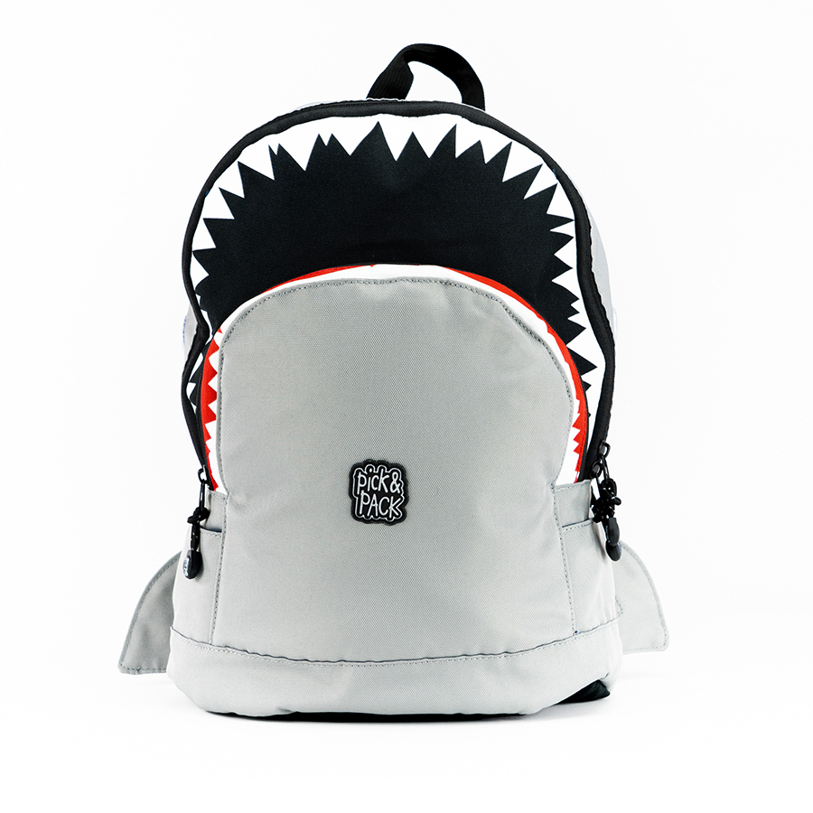 Rugzak met naam | M | Shark - Reflecterend grijs | Pick & Pack