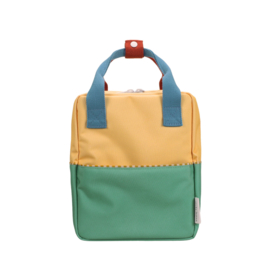 Sticky Lemon rugzak met naam | colourblocking | sandy yellow + aquatic green