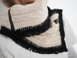 "Abelard" redesign cotton / wool  scarf with leather details