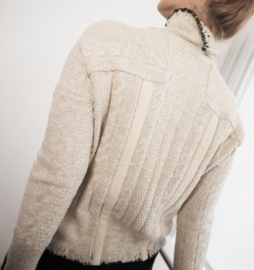 "Othello" redesign cotton/leather mix sweater